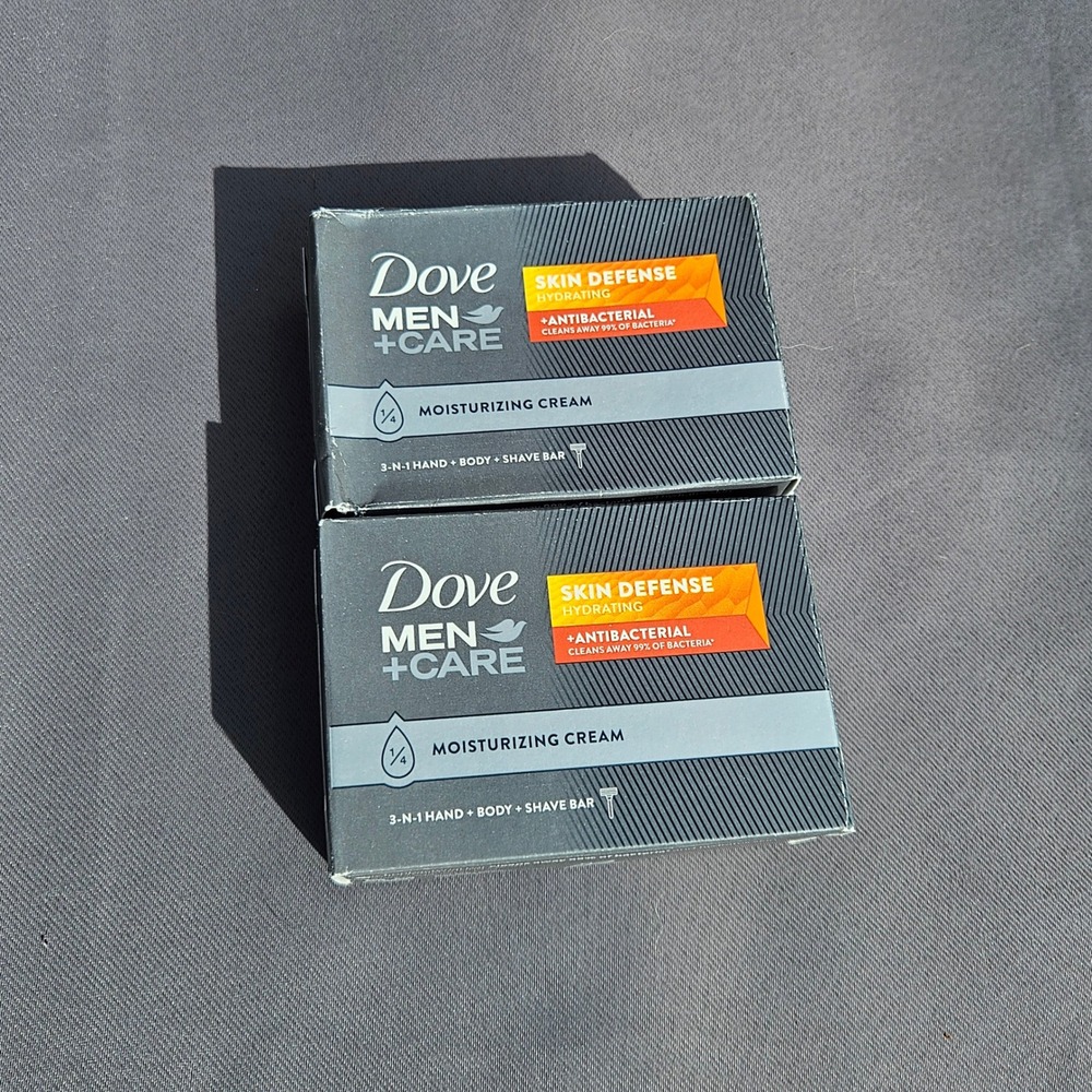 Dove Men+Care Skin Defense Antibacterial 3-in-1 Bar Soap 3.75oz 2 Pack NEW